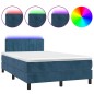 vidaXL Letto a Molle Materasso e LED Blu Scuro 120x190 cm in Velluto vidaXL Letto a Molle Materasso e LED Blu Scuro 120x190 cm in Velluto
