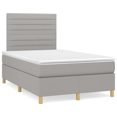 vidaXL Letto a Molle Materasso e LED Grigio Chiaro 120x190 cm Tessuto