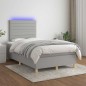 vidaXL Letto a Molle Materasso e LED Grigio Chiaro 120x190 cm Tessuto