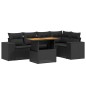 vidaXL Set Divano da Giardino 6 pz con Cuscini Nero in Polyrattan
