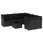 vidaXL Set Divani da Giardino 9 pz con Cuscini Nero in Polyrattan vidaXL Set Divani da Giardino 9 pz con Cuscini Nero in Polyrattan