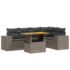 vidaXL Set Divano da Giardino 6 pz con Cuscini Grigio in Polyrattan
