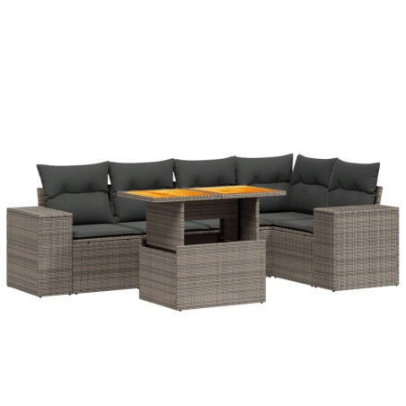 vidaXL Set Divano da Giardino 6 pz con Cuscini Grigio in Polyrattan