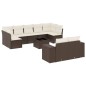 vidaXL Set Divani da Giardino 10pz con Cuscini in Polyrattan Marrone