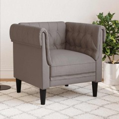 vidaXL Poltrona Chesterfield Tortora in Tessuto