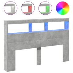 vidaXL Testiera con Contenitore a LED Grigio Cemento 160x17x102 cm
