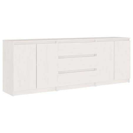 Credenza Bianca 180x36x65 cm in Legno Massello di Pino
