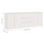 Credenza Bianca 180x36x65 cm in Legno Massello di Pino Credenza Bianca 180x36x65 cm in Legno Massello di Pino