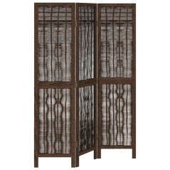 vidaXL Divisorio Ambienti 3 Pannelli Marrone Scuro Massello Paulownia