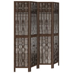 vidaXL Divisorio Ambienti 4 Pannelli Marrone Scuro Massello Paulownia