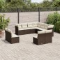 vidaXL Set Divani da Giardino 11 pz con Cuscini Polyrattan Marrone