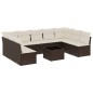 vidaXL Set Divani da Giardino 10pz con Cuscini in Polyrattan Marrone vidaXL Set Divani da Giardino 10pz con Cuscini in Polyrattan Marrone