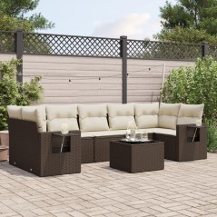 vidaXL Set Divani da Giardino 8 pz con Cuscini Marrone in Polyrattan