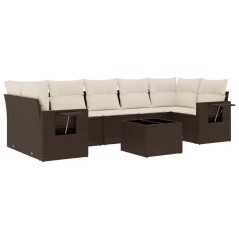 vidaXL Set Divani da Giardino 8 pz con Cuscini Marrone in Polyrattan