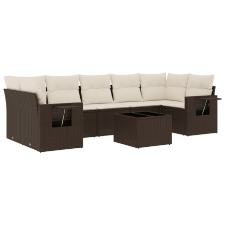 vidaXL Set Divani da Giardino 8 pz con Cuscini Marrone in Polyrattan