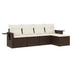 vidaXL Set Divano da Giardino 5 pz con Cuscini Marrone in Polyrattan