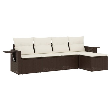 vidaXL Set Divano da Giardino 5 pz con Cuscini Marrone in Polyrattan