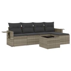vidaXL Set Divano da Giardino 6pz con Cuscini Grigio Chiaro Polyrattan