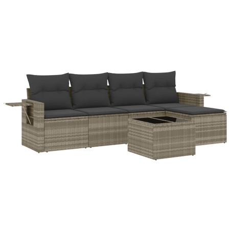 vidaXL Set Divano da Giardino 6pz con Cuscini Grigio Chiaro Polyrattan