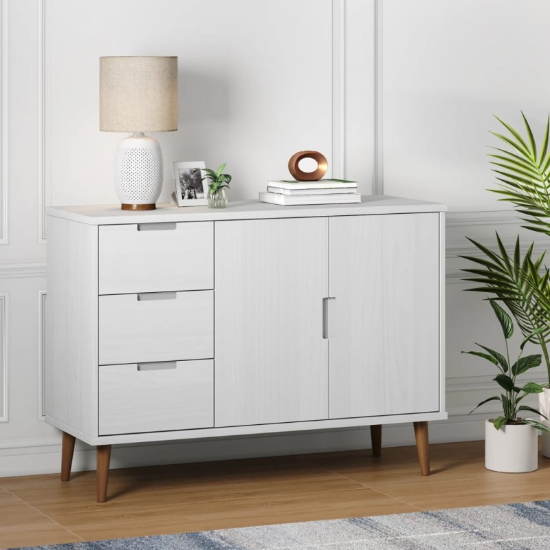 Credenza MOLDE Bianca 113x40x80 cm in Legno Massello di Pino Credenza MOLDE Bianca 113x40x80 cm in Legno Massello di Pino