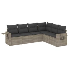 vidaXL Set Divano da Giardino 6pz con Cuscini Grigio Chiaro Polyrattan