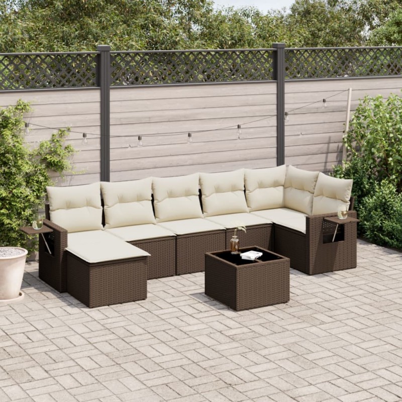 vidaXL Set Divani da Giardino 8 pz con Cuscini Marrone in Polyrattan vidaXL Set Divani da Giardino 8 pz con Cuscini Marrone in Polyrattan