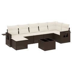 vidaXL Set Divani da Giardino 8 pz con Cuscini Marrone in Polyrattan