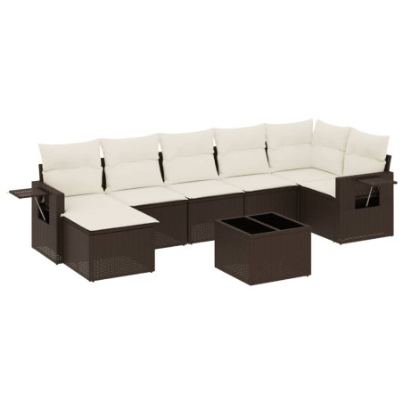 vidaXL Set Divani da Giardino 8 pz con Cuscini Marrone in Polyrattan