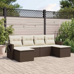 vidaXL Set Divano da Giardino 6 pz con Cuscini Marrone in Polyrattan