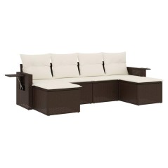 vidaXL Set Divano da Giardino 6 pz con Cuscini Marrone in Polyrattan