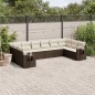 vidaXL Set Divani da Giardino 10pz con Cuscini in Polyrattan Marrone vidaXL Set Divani da Giardino 10pz con Cuscini in Polyrattan Marrone