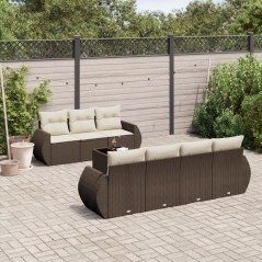 vidaXL Set Divani da Giardino 8 pz con Cuscini Marrone in Polyrattan