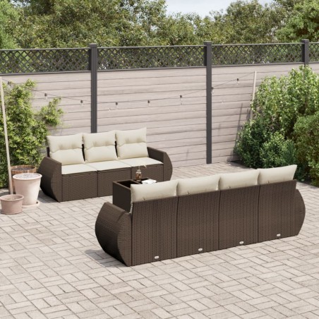 vidaXL Set Divani da Giardino 8 pz con Cuscini Marrone in Polyrattan
