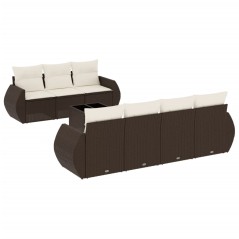 vidaXL Set Divani da Giardino 8 pz con Cuscini Marrone in Polyrattan