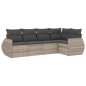 vidaXL Set Divano da Giardino 5pz con Cuscini Grigio Chiaro Polyrattan