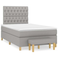 vidaXL Giroletto a Molle con Materasso Grigio Chiaro 120x190cm Tessuto