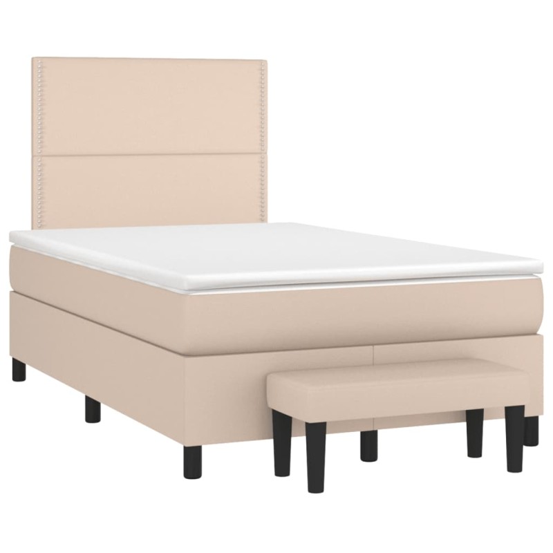 vidaXL Giroletto a Molle con Materasso Cappuccino 120x190cm Similpelle vidaXL Giroletto a Molle con Materasso Cappuccino 120x190cm Similpelle