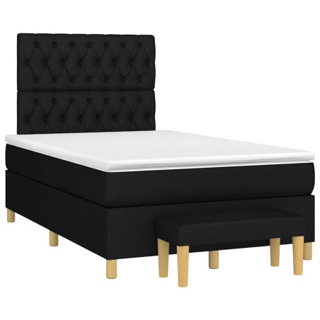 vidaXL Giroletto a Molle con Materasso Nero 120x190 cm in Tessuto