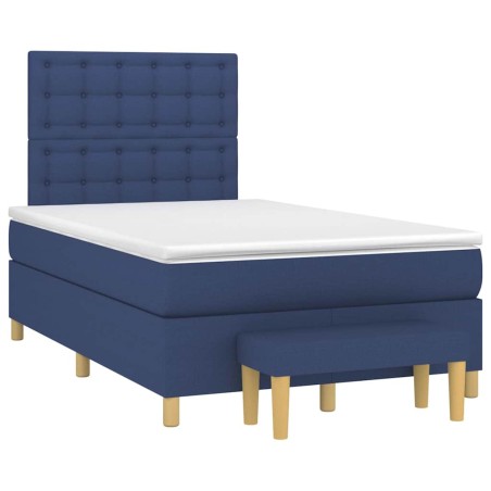 vidaXL Giroletto a Molle con Materasso Blu 120x190 cm in Tessuto