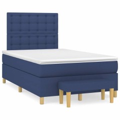 vidaXL Giroletto a Molle con Materasso Blu 120x190 cm in Tessuto