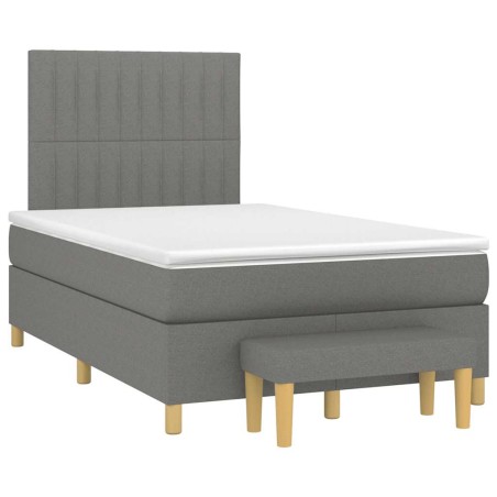 vidaXL Giroletto a Molle con Materasso Grigio Scuro 120x190cm Tessuto