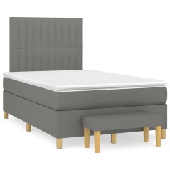 vidaXL Giroletto a Molle con Materasso Grigio Scuro 120x190cm Tessuto