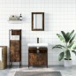 vidaXL Set Mobili da Bagno 3 pz Rovere Fumo in Legno Multistrato