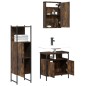 vidaXL Set Mobili da Bagno 3 pz Rovere Fumo in Legno Multistrato