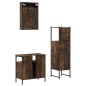 vidaXL Set Mobili da Bagno 3 pz Rovere Fumo in Legno Multistrato