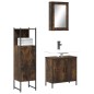 vidaXL Set Mobili da Bagno 3 pz Rovere Fumo in Legno Multistrato