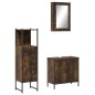 vidaXL Set Mobili da Bagno 3 pz Rovere Fumo in Legno Multistrato