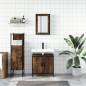 vidaXL Set Mobili da Bagno 3 pz Rovere Fumo in Legno Multistrato