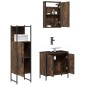 vidaXL Set Mobili da Bagno 3 pz Rovere Fumo in Legno Multistrato