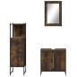 vidaXL Set Mobili da Bagno 3 pz Rovere Fumo in Legno Multistrato